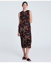 Kenneth Cole - Printed Side-twist Sleeveless Midi Dress - Lyst