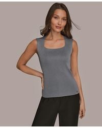 Donna Karan - Sleeveless Square Neck Sweater - Lyst