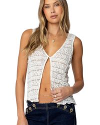 Edikted - Evolet Sheer Lace Split Front Top - Lyst