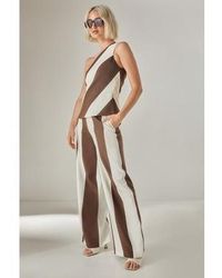 Nasty Gal - Stripe Tailored One Shoulder Top Wide Leg Pants Co Ord - Lyst