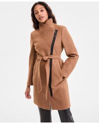 DKNY - Asymmetric Front-zip Belted Coat - Lyst