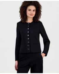 Anne Klein - Crewneck Button-front Jacket - Lyst