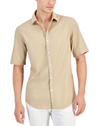 Alfani - Short-sleeve Solid Textured Shirt - Lyst