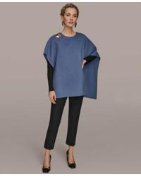 Donna Karan - Wool Blend Cape Jacket Faux Wrap Top Slim Leg Ankle Pants - Lyst