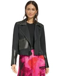 DKNY - Faux-leather-accent Moto Jacket - Lyst