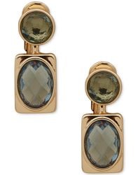 Anne Klein - Gold-tone Double Stone Clip-on Drop Earrings - Lyst