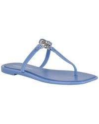 Calvin Klein - Ellye Logo T-strap Flat Slip-on Sandals - Lyst