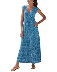 Lascana Viscose Floral Print A-line V-neck Smocked-waist Maxi Dress in ...