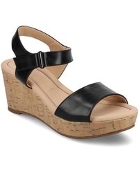 Journee Collection - Ranae Ankle Strap Platform Cork Wedge Sandals - Lyst