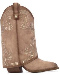 Xti - Suede Foldover Booties By - Lyst