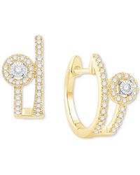 Macy's - Diamond Halo Double Row Hoop Earrings (1/4 Ct. T.w. - Lyst