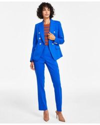 Tahari - One Button Double Breasted Blazer Striped Short Sleeve Knit Top Flare Leg Pants - Lyst