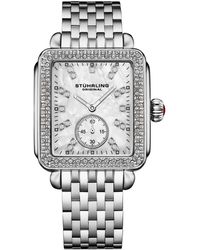 Stuhrling - S 4090 34mm Crystal-accented Rectangular Stainless Steel Bracelet Watch - Lyst