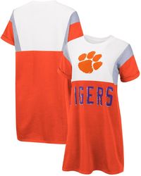 G-III 4Her by Carl Banks - Orange And White Clemson Tigers 3rd Down Short Sleeve T-shirt Dress - Lyst