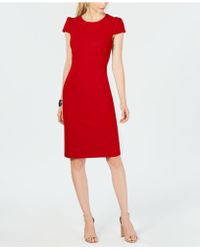 Betsey Johnson Puff-sleeve Scuba Dress, Created For Macy's - Red
