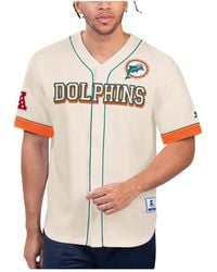Starter - Cream Miami Dolphins Relay Vintage-like Full-button Baseball Top - Lyst