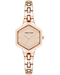 Anne Klein - Quartz Petite Hexagonal Alloy Metal Bracelet Watch - Lyst