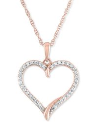 Macy's - Diamond Heart 18" Pendant Necklace (1/8 Ct. T.w. - Lyst