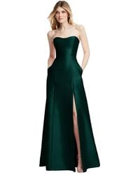 Alfred Sung - Strapless A-line Satin Gown - Lyst