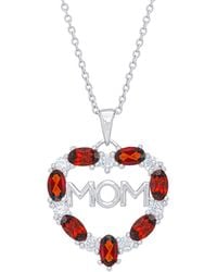 Macy's - Simulated Ruby And Cubic Zirconia 'mom' Heart Pendant Necklace - Lyst