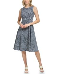 Calvin Klein - Printed Sleeveless A-line Dress - Lyst