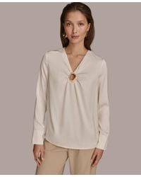 Donna Karan - V-neck Embellished Top - Lyst