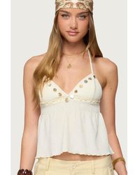 Edikted - Textured Iridescent Babydoll Halter Top - Lyst