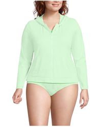 Lands' End - Plus Size Long Sleeve Hooded Full Zip Upf 50 Rash Guard - Lyst