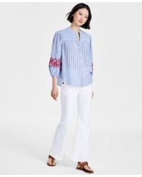 Tommy Hilfiger - Striped Embroidered Tunic Top Flared Leg Sailor Jeans - Lyst