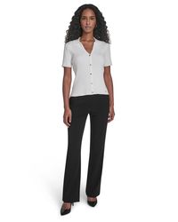Calvin Klein - Petite Collared Short Sleeve Button Detailing Sweater - Lyst