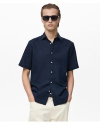 Mango - Short Sleeve Linen-blend Shirt - Lyst