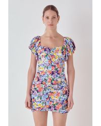 Endless Rose - Floral Off The Shoulder Ruched Mini Dress - Lyst