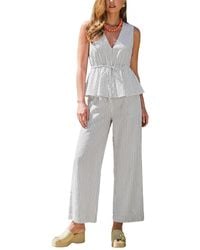 CUPSHE - Striped Sleeveless Peplum Top And Wide-leg Pants Matching Set - Lyst