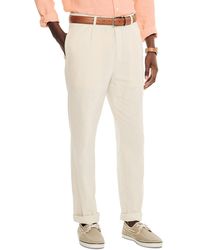 Nautica - Tailored-fit Pleated Linen Blend Pants - Lyst