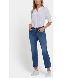 NYDJ - Marilyn Straight Ankle Frayed Hem Jeans - Lyst