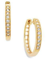 Macy's - Diamond Small Hoop Earrings In 10k Gold (1/6 Ct. T.w.) In 10k Gold - Lyst