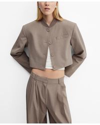 Mango - Buttoned Cropped Jacket - Lyst