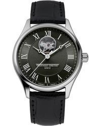 Frederique Constant - Swiss Automatic Classics Heart Beat Black Leather Strap Watch 40mm - Lyst