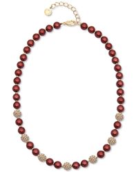Charter Club - Gold-tone Pave Fireball & Imitation Pearl Collar Necklace - Lyst
