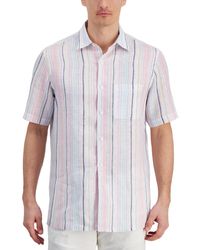 Club Room - Dart Striped Short-sleeve Linen Shirt - Lyst