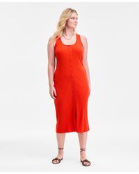 On 34th - Rib-knit Button Down Midi Dress - Lyst