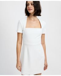 French Connection Birdie Linen Square Neck Mini Dress in Blue | Lyst French Connection Birdie Linen Square Neck Mini Dress in Blue | Lyst