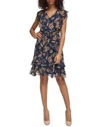 Tommy Hilfiger - Printed Flutter-sleeve Ruffle Dress - Lyst