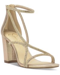 Jessica Simpson - Shiny Rhinestone Block-heel Dress Sandals - Lyst
