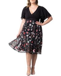 Kiyonna - Plus Size Lillian Embroidered Mesh Midi Cocktail Dress - Lyst