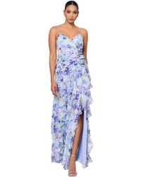 Xscape - Floral-print Rosette Ruffled Gown - Lyst