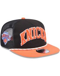KTZ - Black/orange New York Knicks Throwback Team Arch Golfer Snapback Hat - Lyst