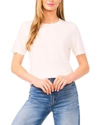 Cece - Scalloped Crew Neck Pull-on Sweater - Lyst