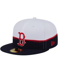 KTZ - Navy/white Boston Red Sox Paint Stroke 59fiftyâ Fitted Hat - Lyst