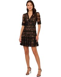 Adrianna Papell - V-neck Lace Embroidery Dress - Lyst